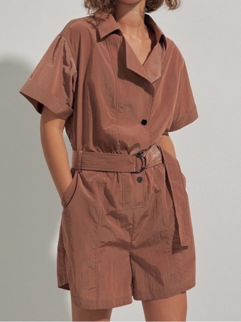 VARLEY Belle Boxy Playsuit Romper Clove Generous Size Small